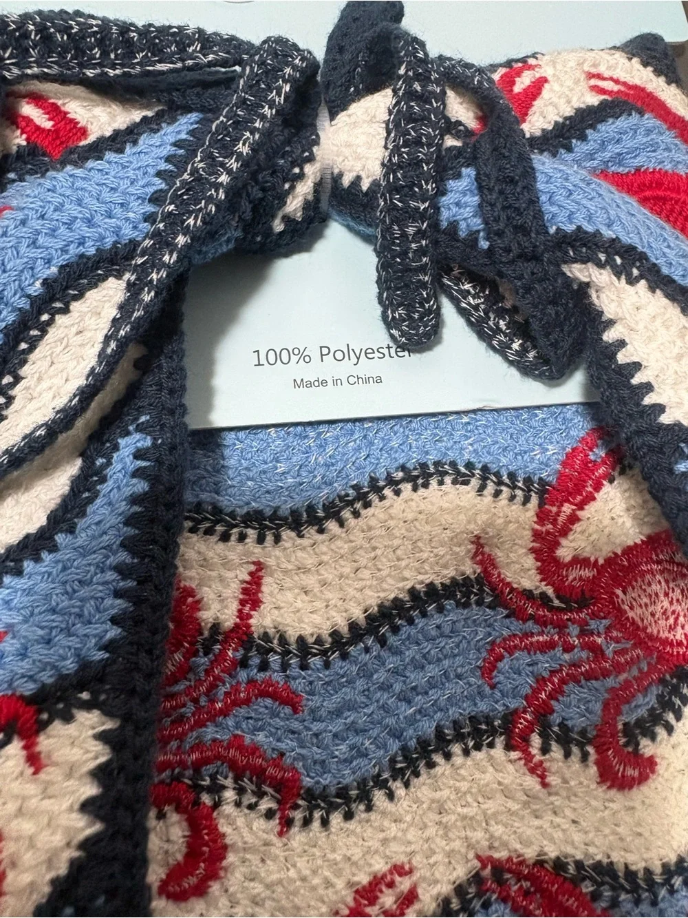 PIPER K Blue & Cream Crab Knit Bandana Hair